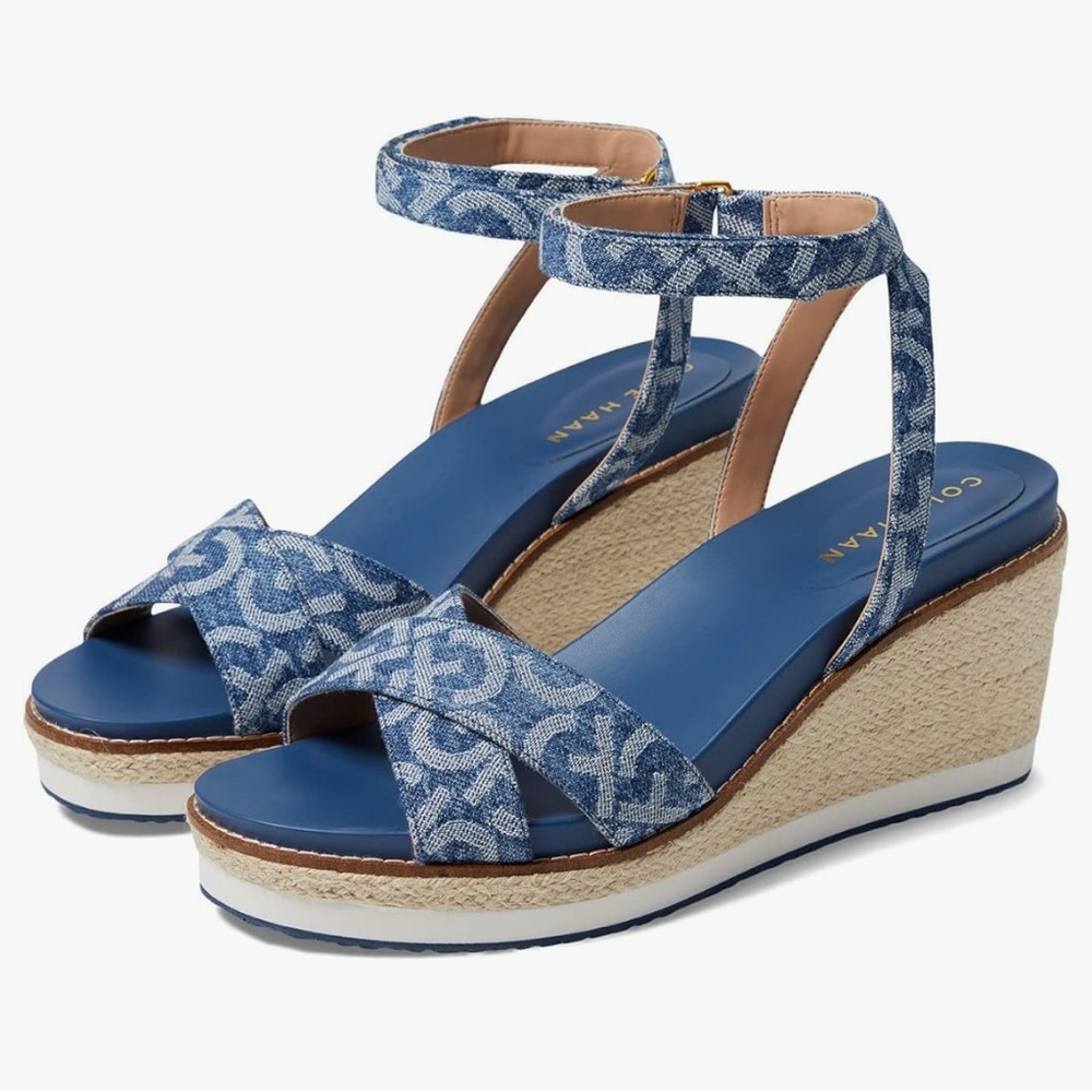 Cole Haan Blue Patterned Wedges
